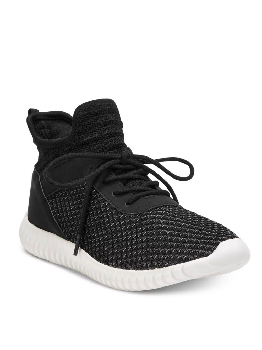 Dirty Laundry Black Knit High-Top Sneaker with White Sole